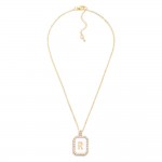 Wholesale chain Link Initial Pendant Necklace Rhinestone Border L Pendant L Exte