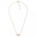 Wholesale dainty Rose Gold Chain Link Necklace Rhinestone Studded Bow Station L