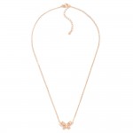 Wholesale dainty Rose Gold Chain Link Necklace Rhinestone Studded Bow Station L