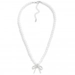 Pearl Bead Necklace Featuring Bow Pendant 

- Approximately 16" L
- Extender 2" L