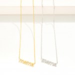 Wholesale gold Dipped mama Dainty Chain Link Necklace Rhinestone Detail L Extend