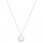 White Gold Dipped Dainty Chain Link Necklace Featuring Flower Pendant 

- Approximately 15" L
- Extender 2" L 