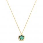 Gold Dipped Dainty Chain Link Necklace Featuring Flower Pendant With Rhinestone Border

- Approximately 15" L
- Extender 2" L 