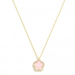 Gold Dipped Dainty Chain Link Necklace Featuring Flower Pendant With Rhinestone Border

- Approximately 15" L
- Extender 2" L 