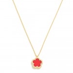 Gold Dipped Dainty Chain Link Necklace Featuring Flower Pendant With Rhinestone Border

- Approximately 15" L
- Extender 2" L 