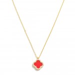Wholesale gold Dipped Chain Link Necklace Clover Pendant Rhinestone Border L Ext