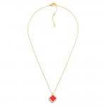 Wholesale gold Dipped Chain Link Necklace Clover Pendant Rhinestone Border L Ext