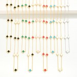 Wholesale dainty Gold Dipped Chain Link Necklace Clover Stations L Extender L