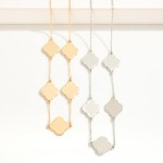 Wholesale gold Dipped Chain Link Necklace Metal Clover Stations L Extender L
