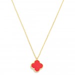 Gold Dipped Dainty Chain Link Necklace Featuring Clover Pendant 

- Approximately 15" L
- Extender 2" L 
- Pendant .5' D