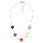 Gold Dipped Dainty Chain Link Necklace Featuring Clover Stations 

- Approximately 14" L
- Extender 2" L