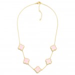 Wholesale gold Dipped Dainty Chain Link Necklace Clover Stations L Extender L