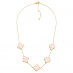 Wholesale gold Dipped Dainty Chain Link Necklace Clover Stations L Extender L