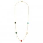 Gold Dipped Chain Link Necklace Featuring Clover Stations 

- Approximately 24" L 
- No Extender