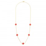 Gold Dipped Chain Link Necklace Featuring Clover Stations 

- Approximately 24" L 
- No Extender