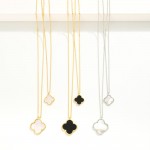 Layered Gold Dipped Chain Link Necklace Featuring Clover Pendants 

- Approximately 18" L
- Extender 2" L