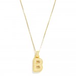 Box Chain Necklace Featuring Rhinestone Studded Bubble Initial Pendant 

- Approximately 18" L
- Extender 2" L