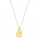 Box Chain Necklace Featuring Rhinestone Studded Bubble Initial Pendant 

- Approximately 18" L
- Extender 2" L