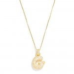 Wholesale box Chain Necklace Rhinestone Studded Bubble Initial Pendant L Extende