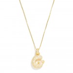 Box Chain Necklace Featuring Rhinestone Studded Bubble Initial Pendant 

- Approximately 18" L
- Extender 2" L