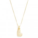 Wholesale box Chain Necklace Rhinestone Studded Bubble Initial Pendant L Extende