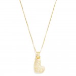 Box Chain Necklace Featuring Rhinestone Studded Bubble Initial Pendant 

- Approximately 18" L
- Extender 2" L