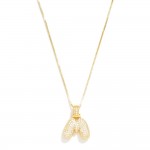 Wholesale box Chain Necklace Rhinestone Studded Bubble Initial Pendant L Extende