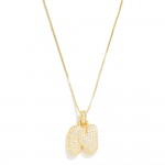 Wholesale box Chain Necklace Rhinestone Studded Bubble Initial Pendant L Extende