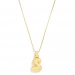 Wholesale box Chain Necklace Rhinestone Studded Bubble Initial Pendant L Extende
