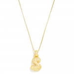 Box Chain Necklace Featuring Rhinestone Studded Bubble Initial Pendant 

- Approximately 18" L
- Extender 2" L