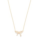 Wholesale chain Link Necklace Rhinestone Studded Bow Pendant L Extender L