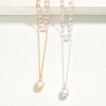 Wholesale layered Chain Link Necklace Pearl Stations Pearl Pendant L Extender L