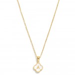 Dainty Chain Link Necklace With Pearlescent Clover Initial Pendant 

- Approximately 17" L