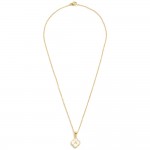 Wholesale dainty Chain Link Necklace Pearlescent Clover Initial Pendant L