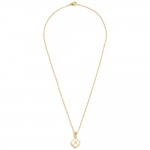 Wholesale dainty Chain Link Necklace Pearlescent Clover Initial Pendant L