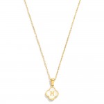 Wholesale dainty Chain Link Necklace Pearlescent Clover Initial Pendant L