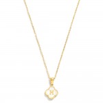 Dainty Chain Link Necklace With Pearlescent Clover Initial Pendant 

- Approximately 17" L