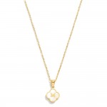 Dainty Chain Link Necklace With Pearlescent Clover Initial Pendant 

- Approximately 17" L