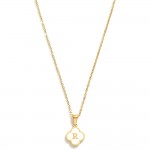 Wholesale dainty Chain Link Necklace Pearlescent Clover Initial Pendant L