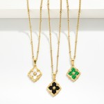 Wholesale stainless Steel Beaded Chain Link Necklace Clover Pendant L Extender L