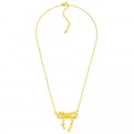Wholesale metal Chain Link Necklace Hammered Metal Rhinestone Studded Bow Statio
