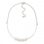 Wire Choker With Wire Wrapped Pearl Details 

- Approximately 10" L
- Extender 3" L