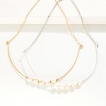 Wire Choker With Wire Wrapped Pearl Details 

- Approximately 10" L
- Extender 3" L