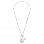 Wholesale chain Link Necklace Toggle Closure Freshwater Pearl Shell Pendant L