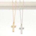 Wholesale metal Dainty Chain Link Necklace Cubic Zirconia Studded Cross Pendant