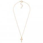 Wholesale metal Dainty Chain Link Necklace Cubic Zirconia Studded Cross Pendant