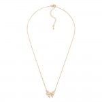 Wholesale metal Dainty Chain Link Necklace Cubic Zirconia Studded Bow Station L