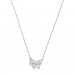Wholesale metal Dainty Chain Link Necklace Cubic Zirconia Studded Bow Station L