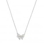 Metal Tone Dainty Chain Link Necklace Featuring Cubic Zirconia Studded Bow Station 

- Approximately 16" L
- Extender 2.5" L