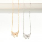 Wholesale metal Dainty Chain Link Necklace Cubic Zirconia Studded Bow Station L